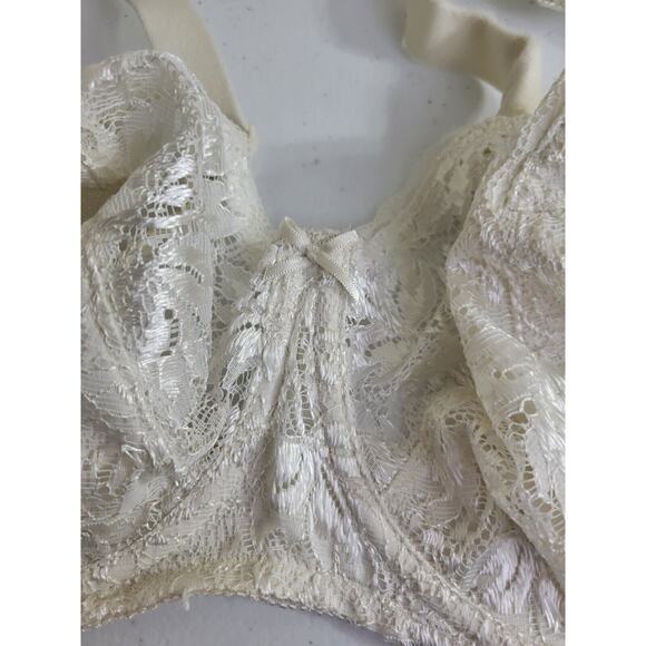 Vtg Velmont Woolite Ivory Lace Full Figure Adjustable Underwire Bra Size 38D - Picture 5 of 8